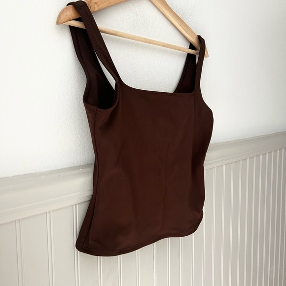 SKIMS Chocolate Brown Women's Tankini Swim Top Medium Slimming - Picture 3 of 6